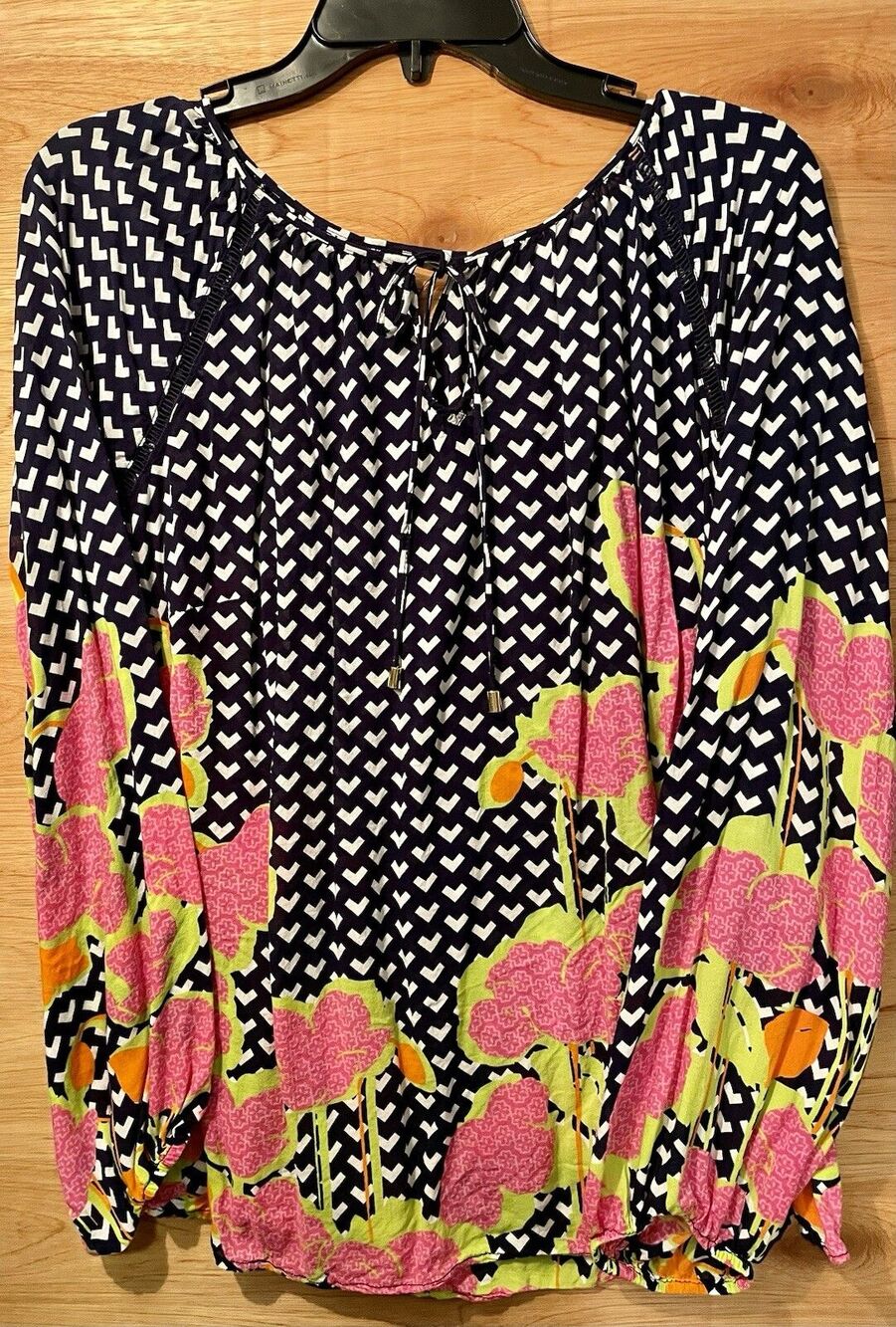 Kaari Blue Top Women’s Size XL Blue Print 3/4 Sleeve